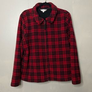 Northern Reflections Women’s Size XL Red Black Plaid Full Zip Sweater
